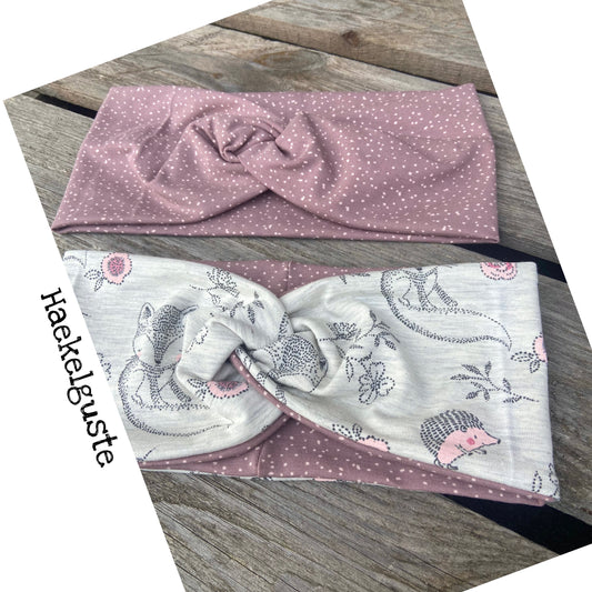 Set Stirnbänder Mädchen Knotenstirnband Haarband Blumen rosa Igel Fuchs