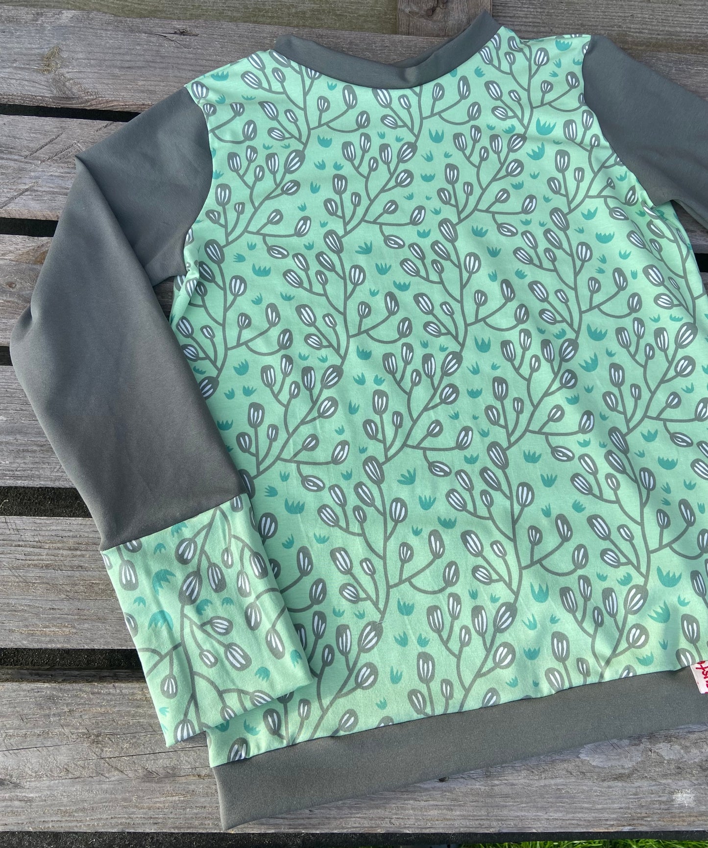 Langarmshirt Damen, Shirt Retro , Longsleeve , vintage , grün, minze
