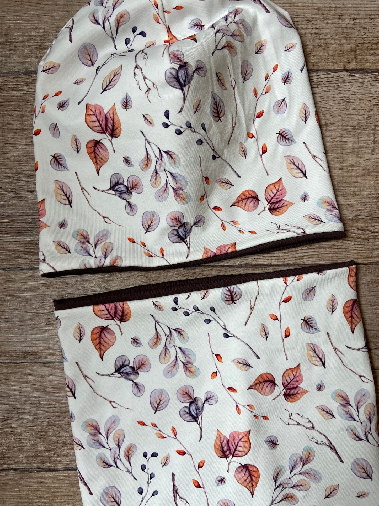 Beanie Blätter & Loop im Set Mädchen Herbst Übergang Doppellagig