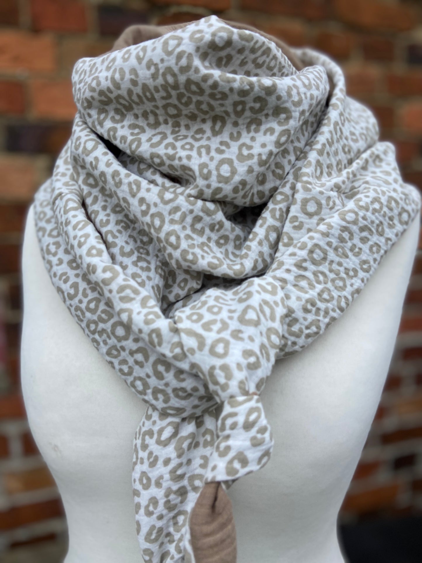 XXL Musselin Wende - Dreieckstuch Musselin leopardenprint großes Tuch Damen Musselintuch Geschenk Geburtstag Mama