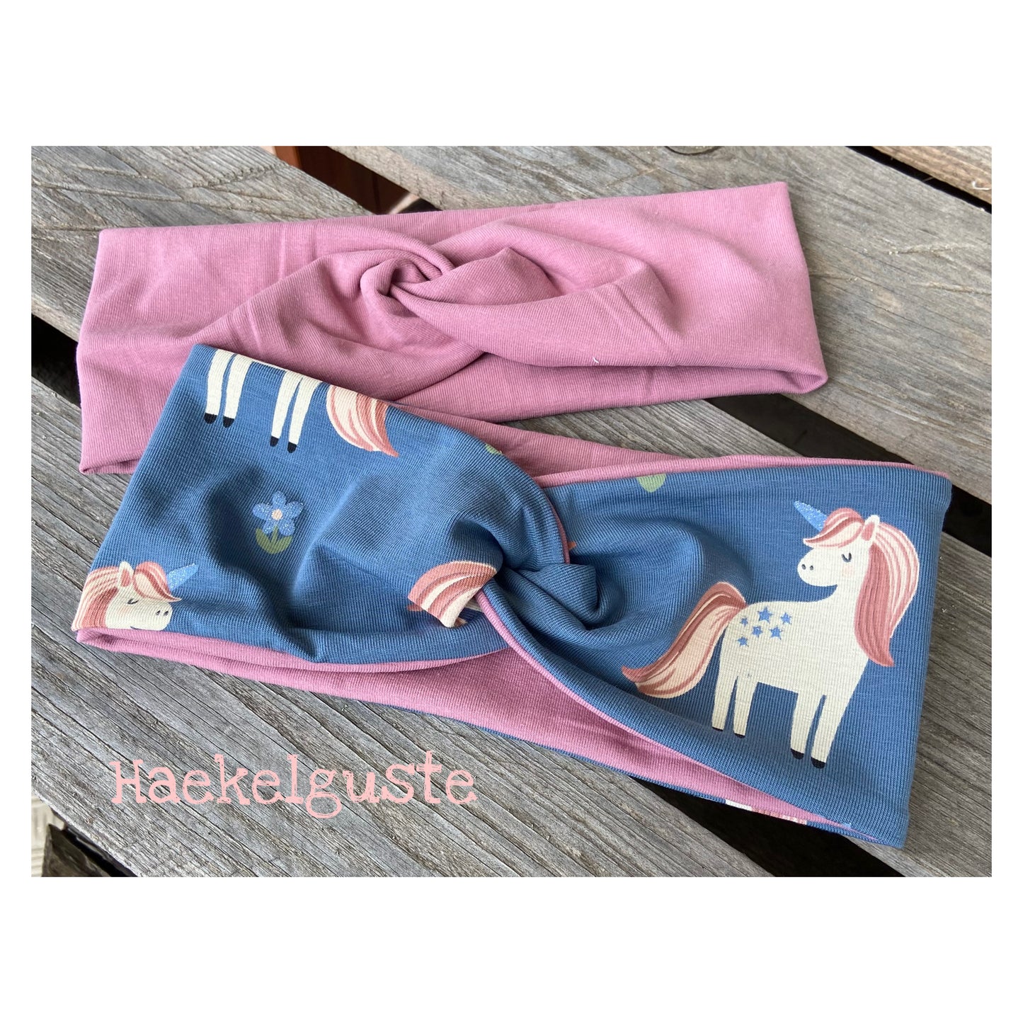 Set Einhorn Glitzer Stirnbänder Mädchen Knotenstirnband Haarband Pferd Pony rosa blau