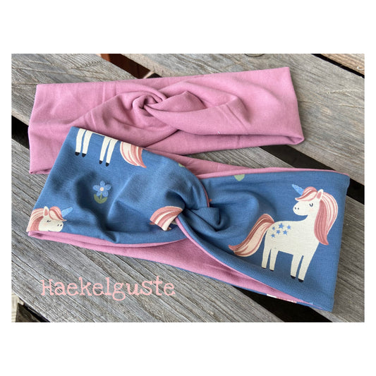 Set Einhorn Glitzer Stirnbänder Mädchen Knotenstirnband Haarband Pferd Pony rosa blau