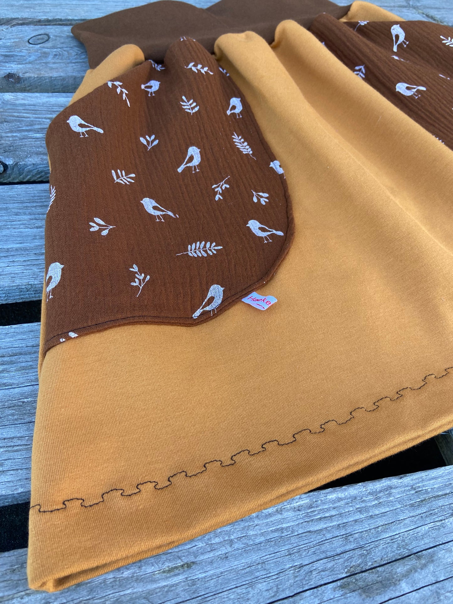 Rock aus leichtem Sweat mit Musselintaschen / Rock caramel braun mit Taschen / Damenrock
