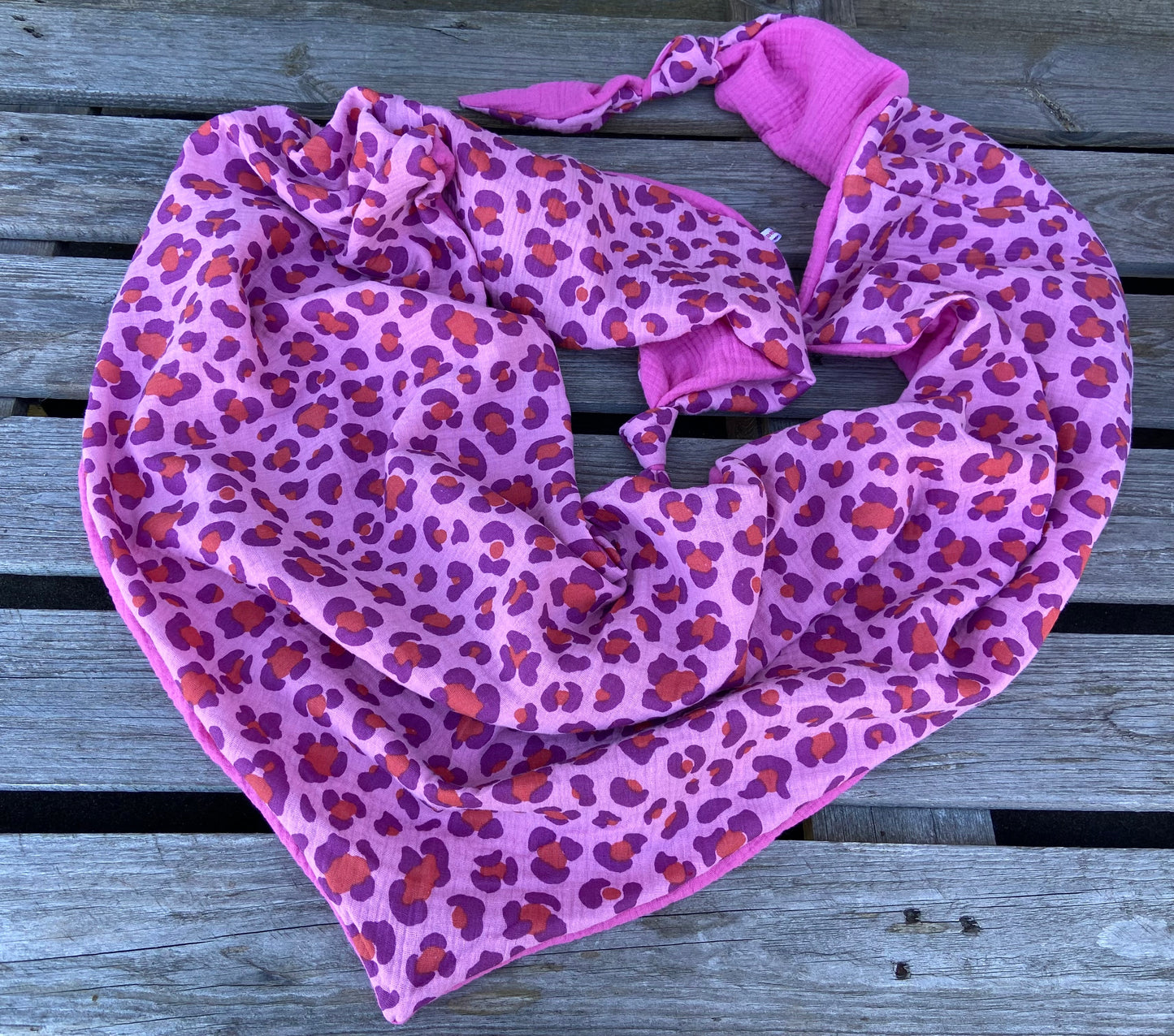 XXL Musselin Wende - Dreieckstuch Musselin leopardenprint pink neon rosa großes Tuch Damen Musselintuch Geschenk