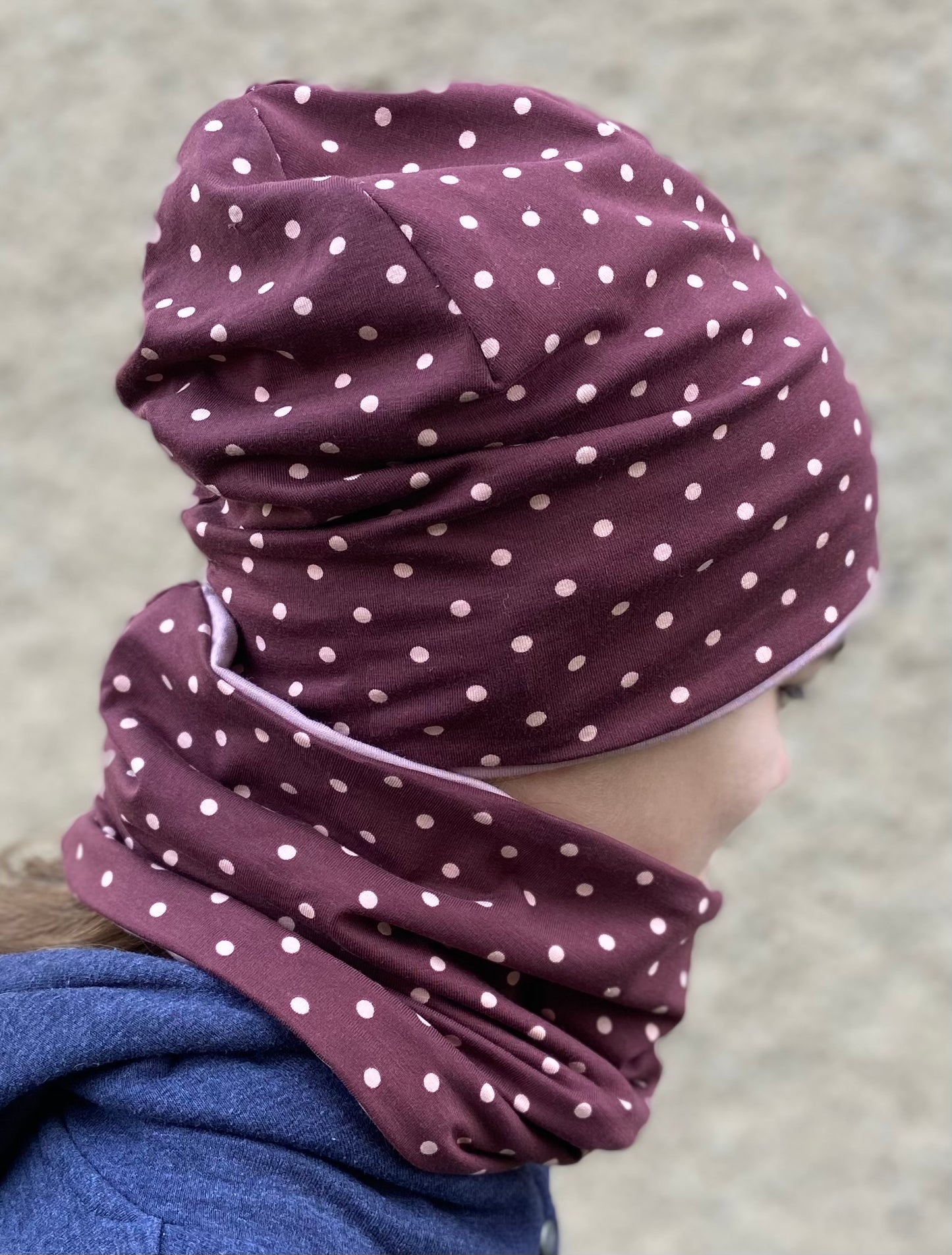 Beanie Set " Pünktchen " Mädchen Mütze Punkte gefüttert Übergang Beanie  Winter Herbst