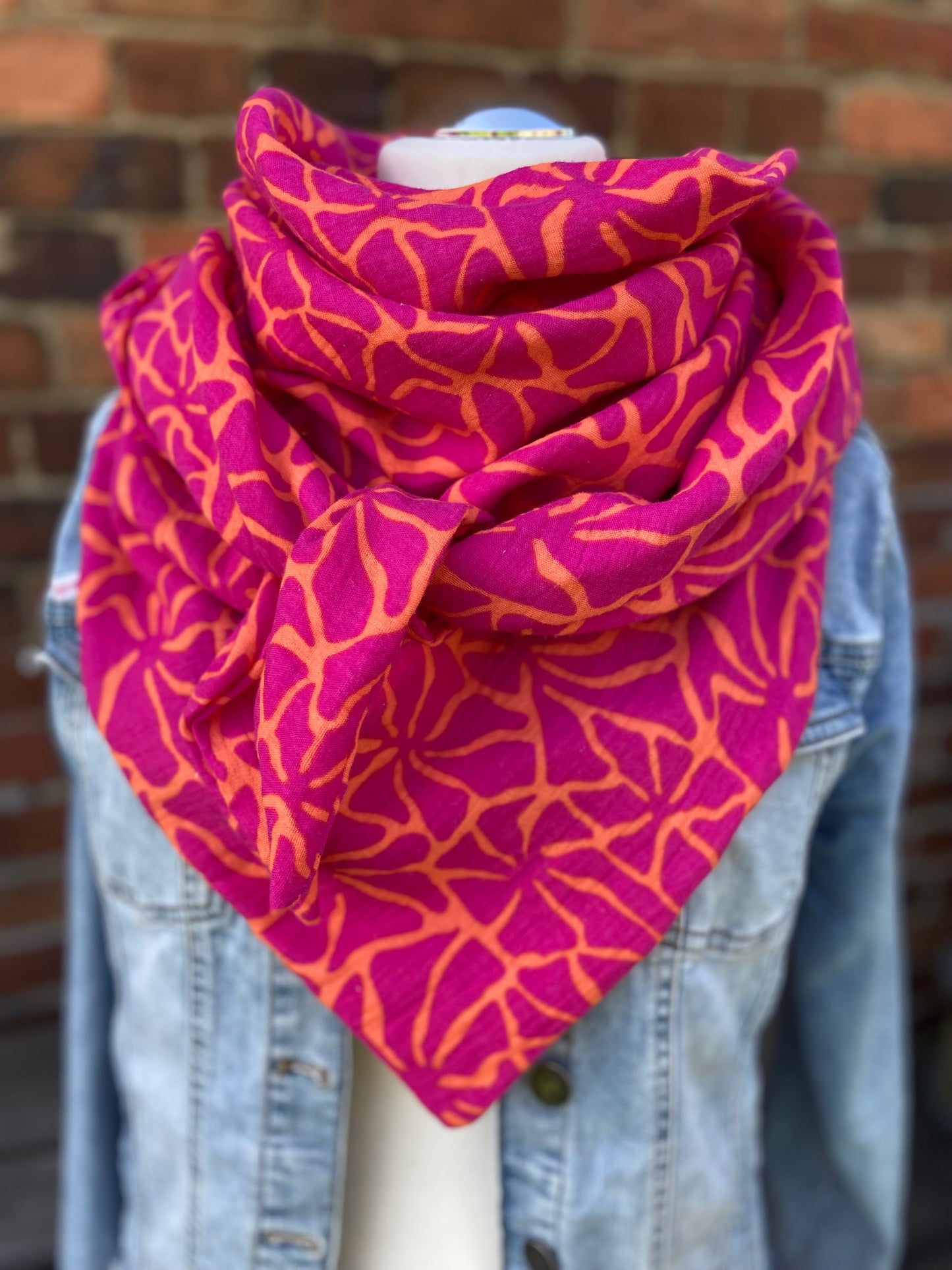 XXl Musselintuch großes Dreieckstuch, Damen Schal, orange , pink , neon, Musselintücher, Stilltuch , Strandlaken