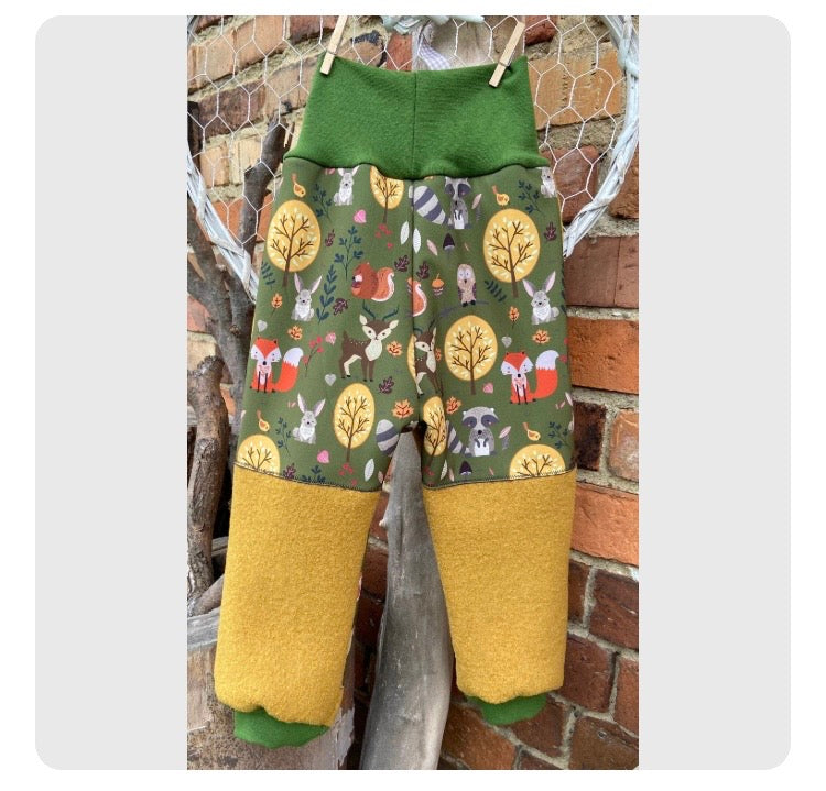 Wollwalk Hose mit Besatz Knie Po aus Softshell Überhose Outdoor Pants gefütterte Hose unisex Waldkindergarten warme Hose