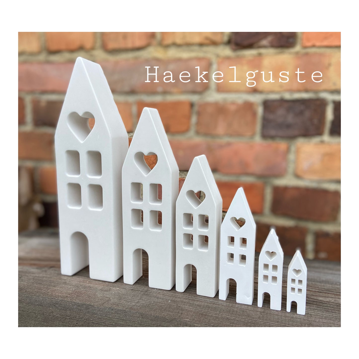 große Häuser weiß Deko Landhaus Hochzeit Tischdeko Geburtstag Geschenk Set 6 Größen Häuser Lichterhäuser Hygge Scandi Haus Kerzenteller