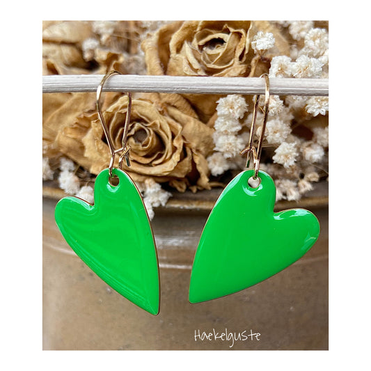 von Herzen Emaille Ohrhänger Plättchen Ohrringe grün