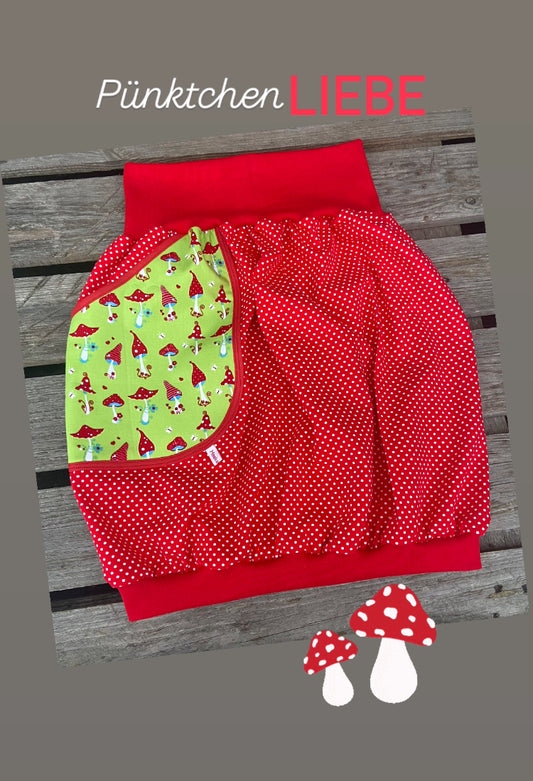 Ballonrock "Pilz" rot Punkte Damen Rock Häkelguste