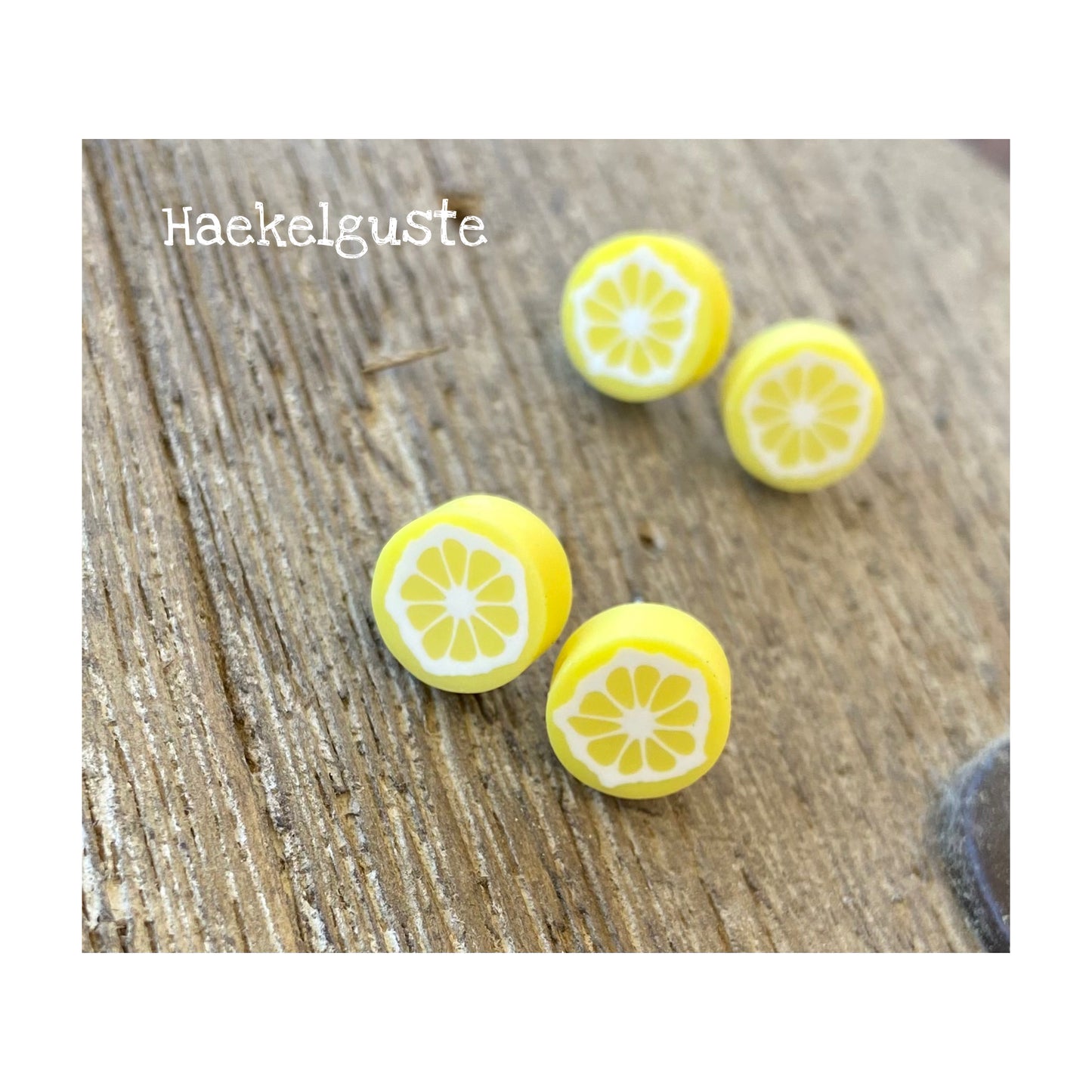 Ohrstecker Zitrone gelb , Geschenk Frau , Mädchen beste Freundin kleines Mitbringsel