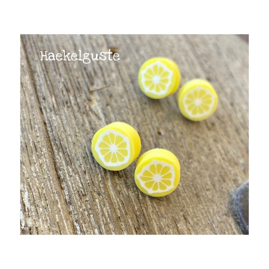 Ohrstecker Zitrone gelb , Geschenk Frau , Mädchen beste Freundin kleines Mitbringsel