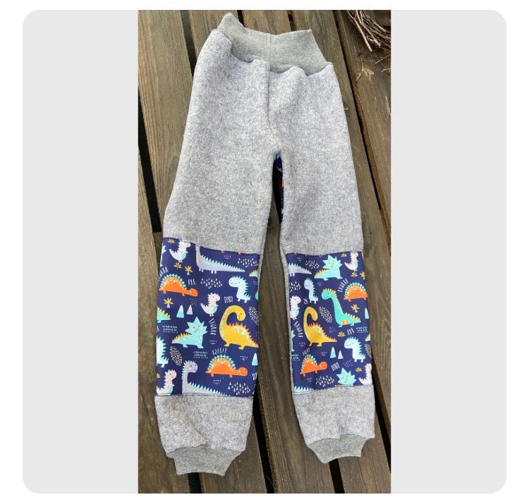 Wollwalk Hose mit Besatz Knie Po aus Softshell Überhose Outdoor Pants gefütterte Hose unisex Waldkindergarten warme Hose