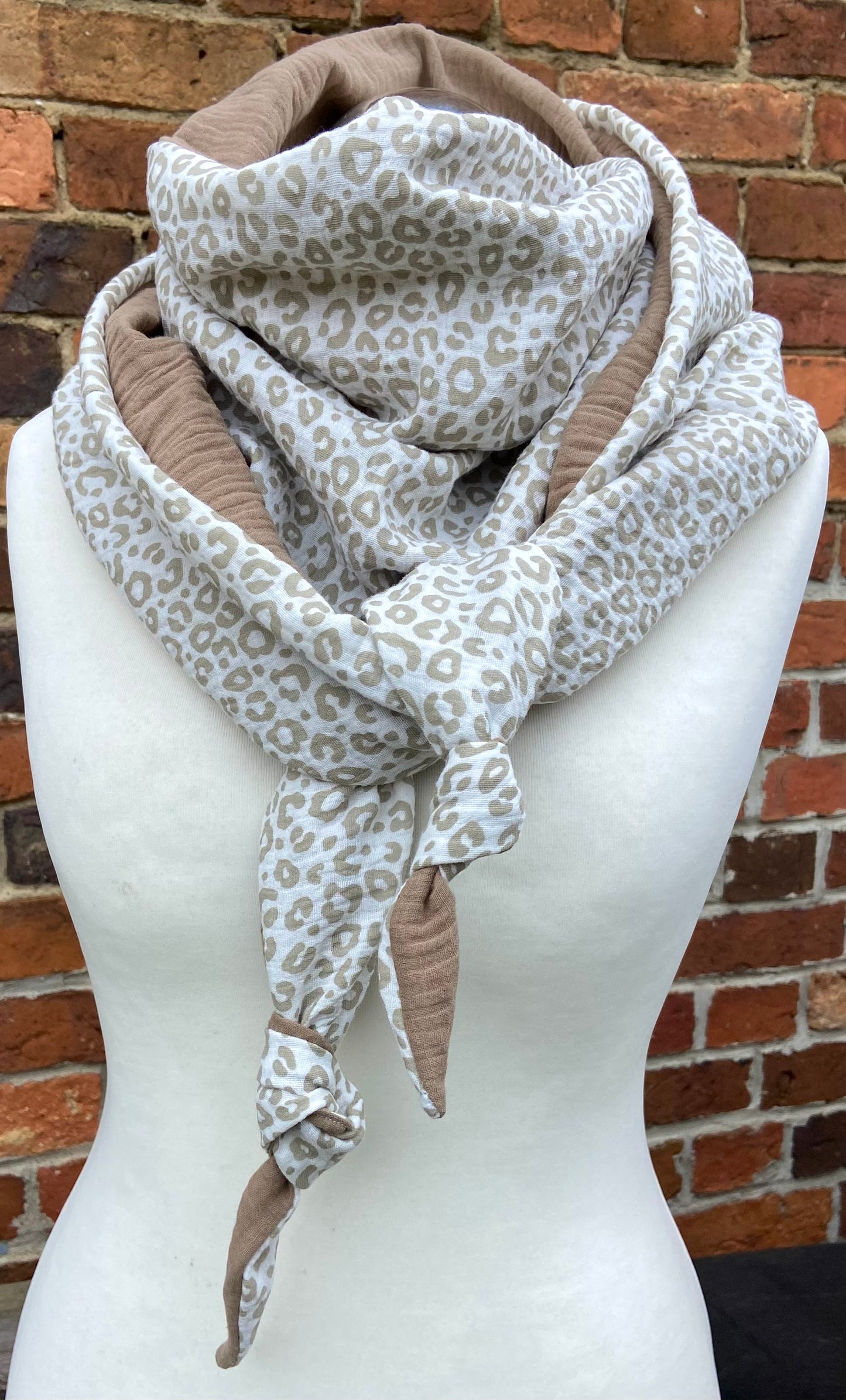 XXL Musselin Wende - Dreieckstuch Musselin leopardenprint großes Tuch Damen Musselintuch Geschenk Geburtstag Mama