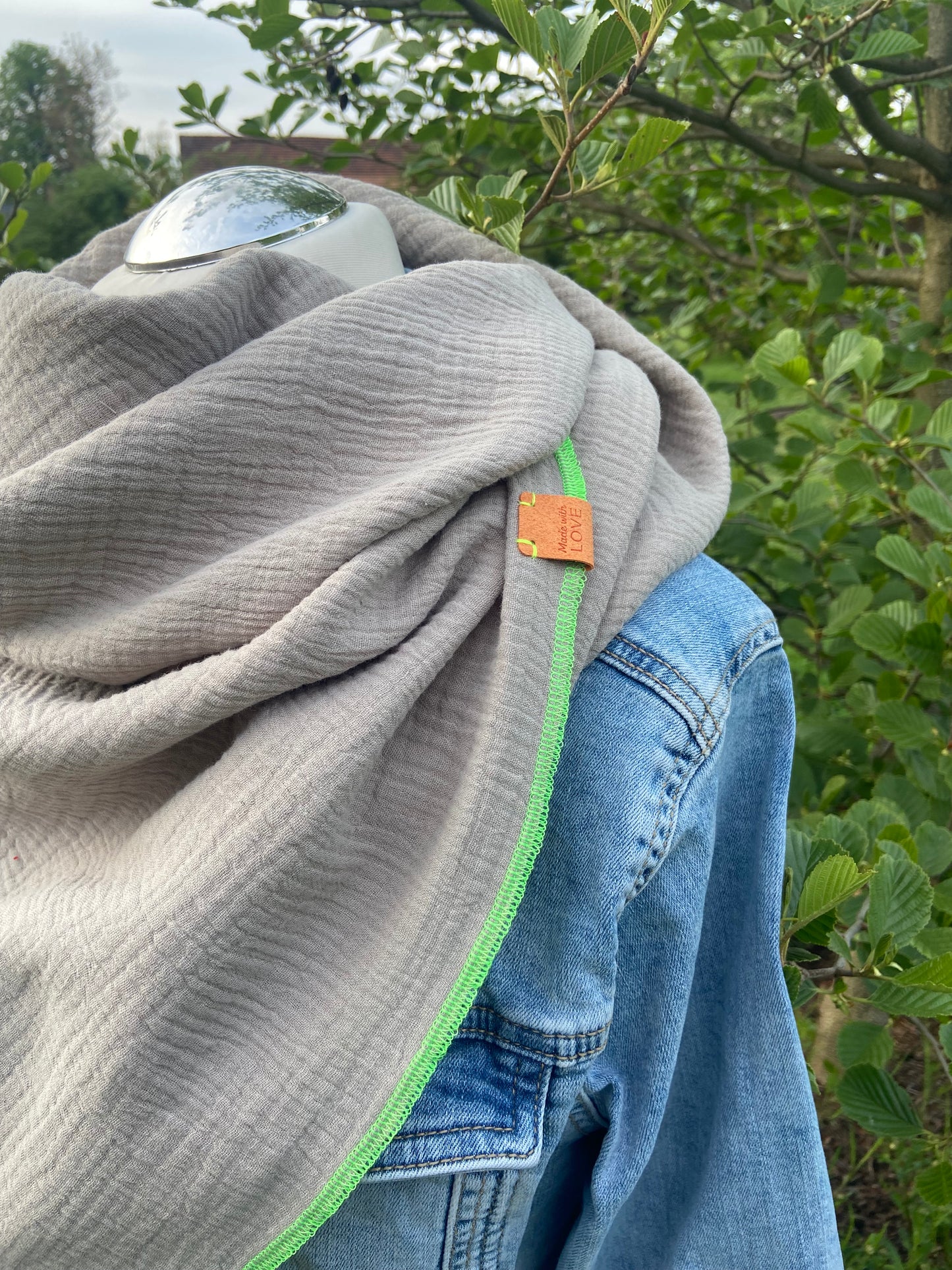 Musselintuch,  großes Dreieckstuch, Damen Schal, sand beige , neon grün, Musselintücher, Cupple
