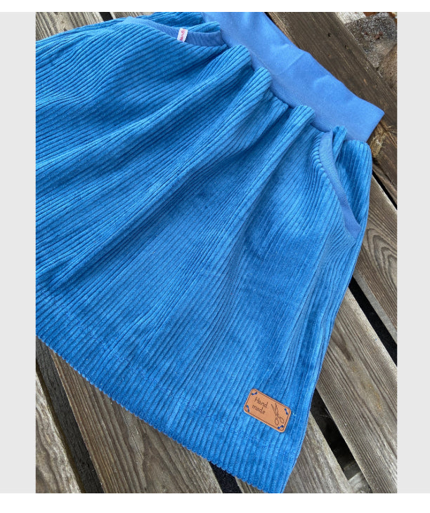 Cord Rock blau Breitcord Rock Cord A-Form Damen Rock mit Taschen Herbst Hüftrock Taillienrock rostrot