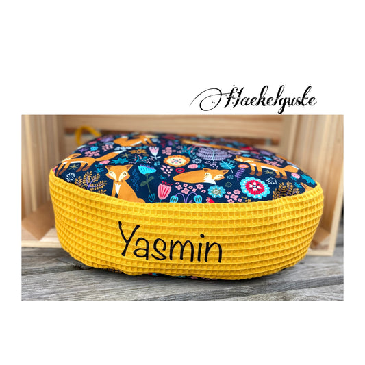 19 Farben - Sitzkissen / Softshell Bodenkissen / wasserfest/Personalisierbar/Kita/Morgenkreis/Kinderzimmer/Bodenkissen/Sitzplatz/Rund