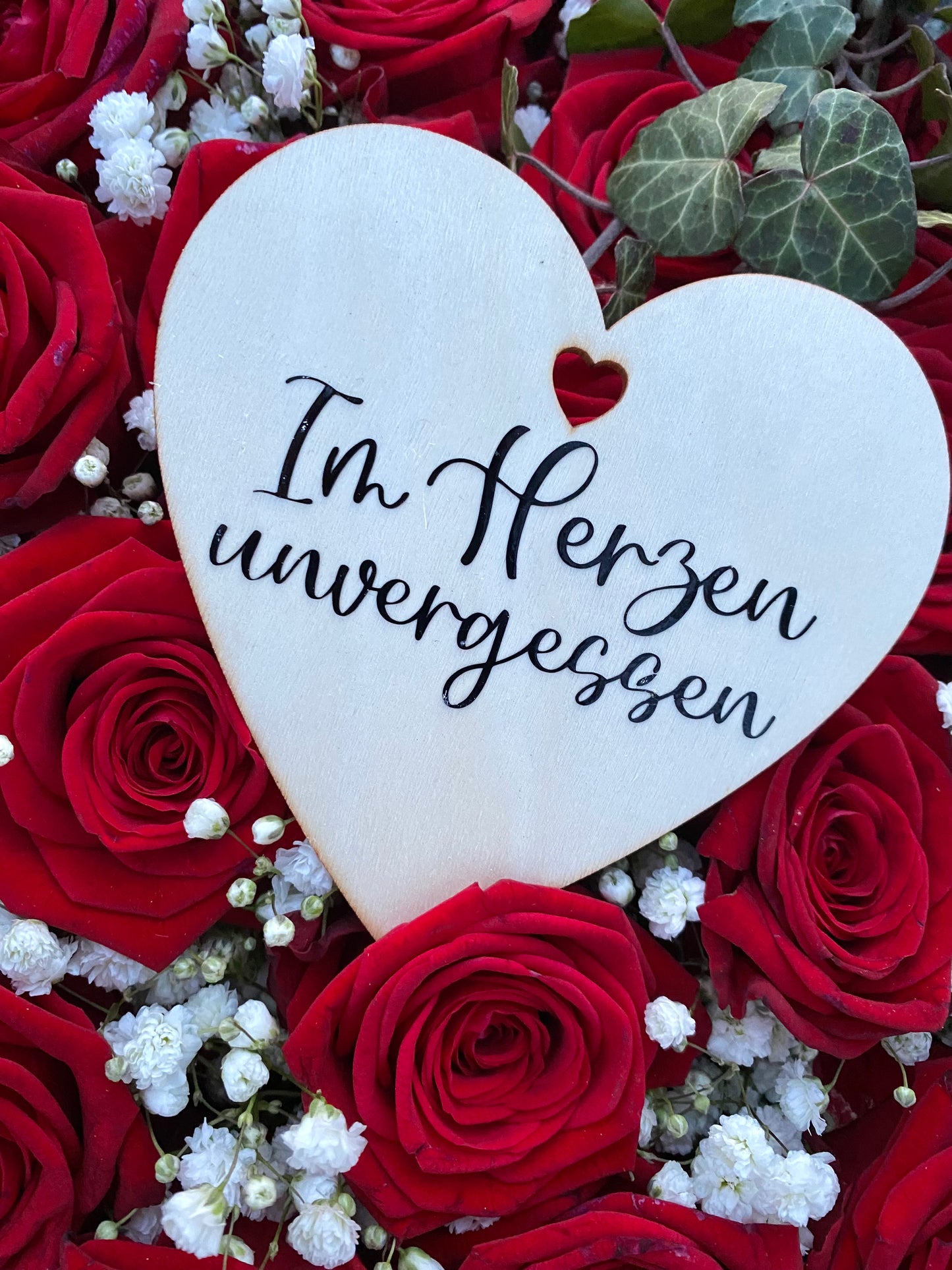 Kranzstecker / Trauer Holzherz / Trauerschleife / Grabschmuck / Beisetzung / Personalisiert / Grabkranzstecker / Grabgesteck / Trauerkranz
