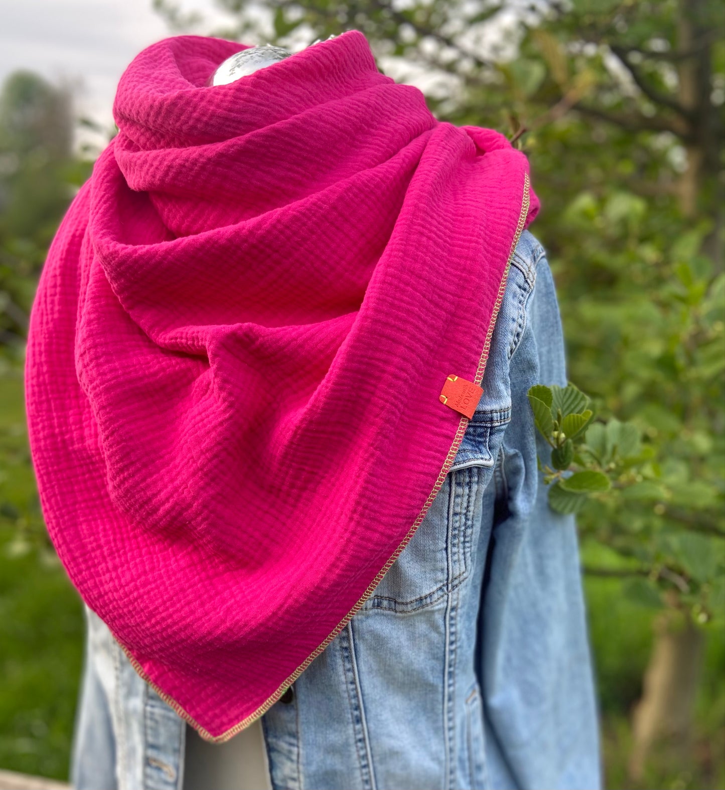 Musselintuch,  großes Dreieckstuch, Damen Schal, neon Pink, Pfefferminz, grün, Musselintücher, Cupple