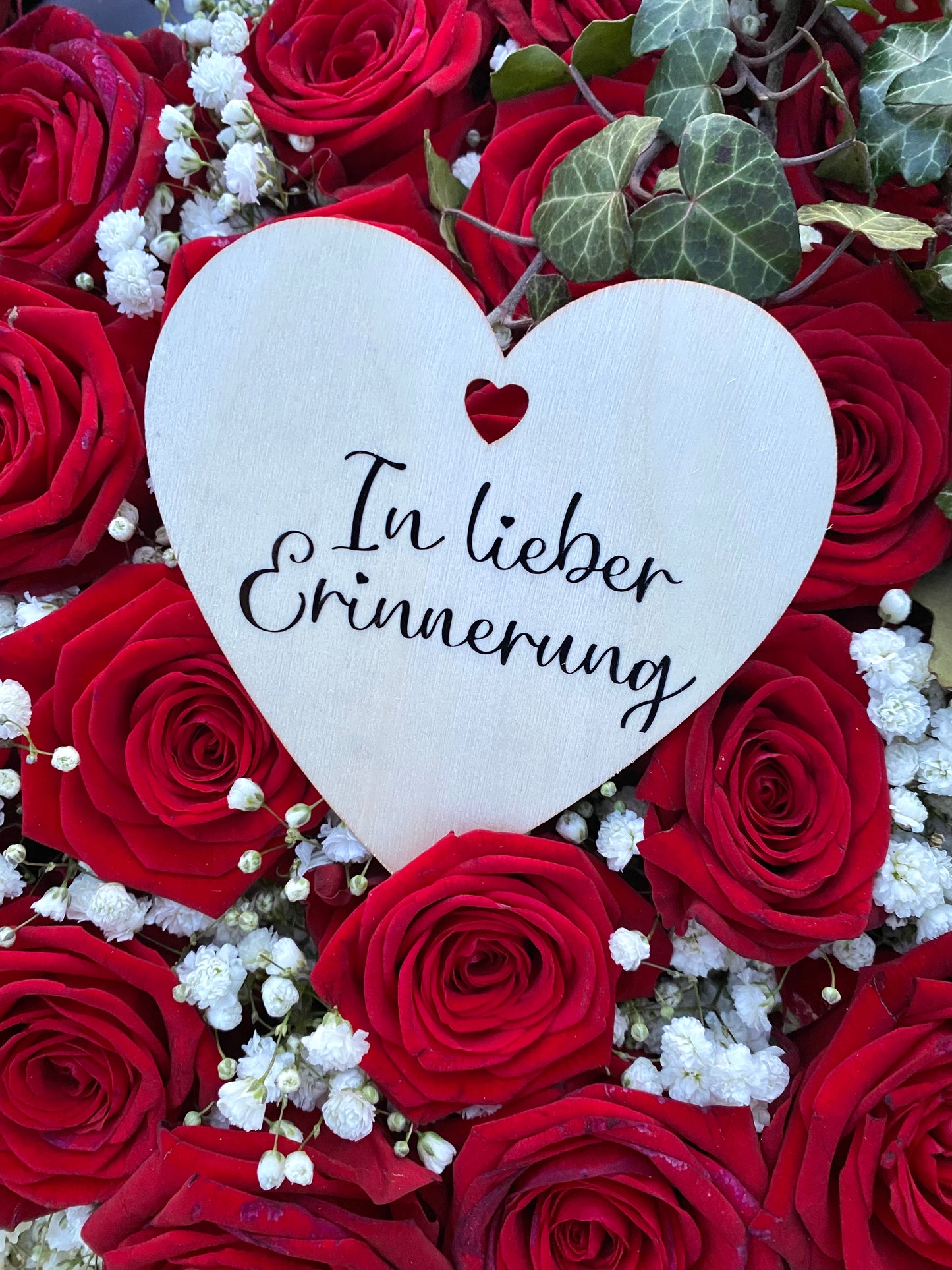 Kranzstecker / Trauer Holzherz / Trauerschleife / Grabschmuck / Beisetzung / Personalisiert / Grabkranzstecker / Grabgesteck / Trauerkranz