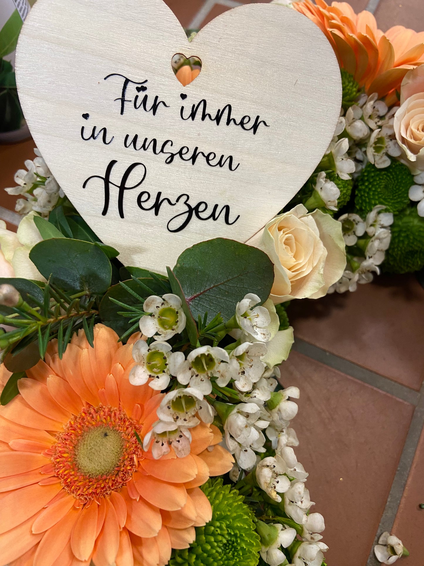 Kranzstecker / Trauer Holzherz / Trauerschleife / Grabschmuck / Beisetzung / Personalisiert / Grabkranzstecker / Grabgesteck / Trauerkranz