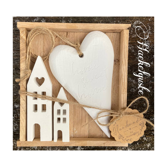 Geschenkset Home Sweet Home Mitbringsel kleines Geschenk zum Einzug neues Haus Hauseinweihung Lichterhäuser Holzbox Muttertag Mama