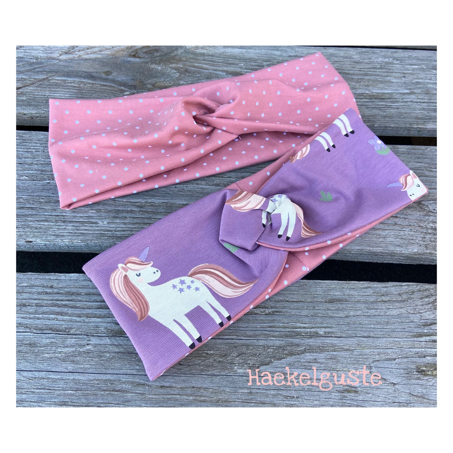 Set " Einhorn" Stirnbänder Mädchen Knotenstirnband Haarband Pferd Pony rosa
