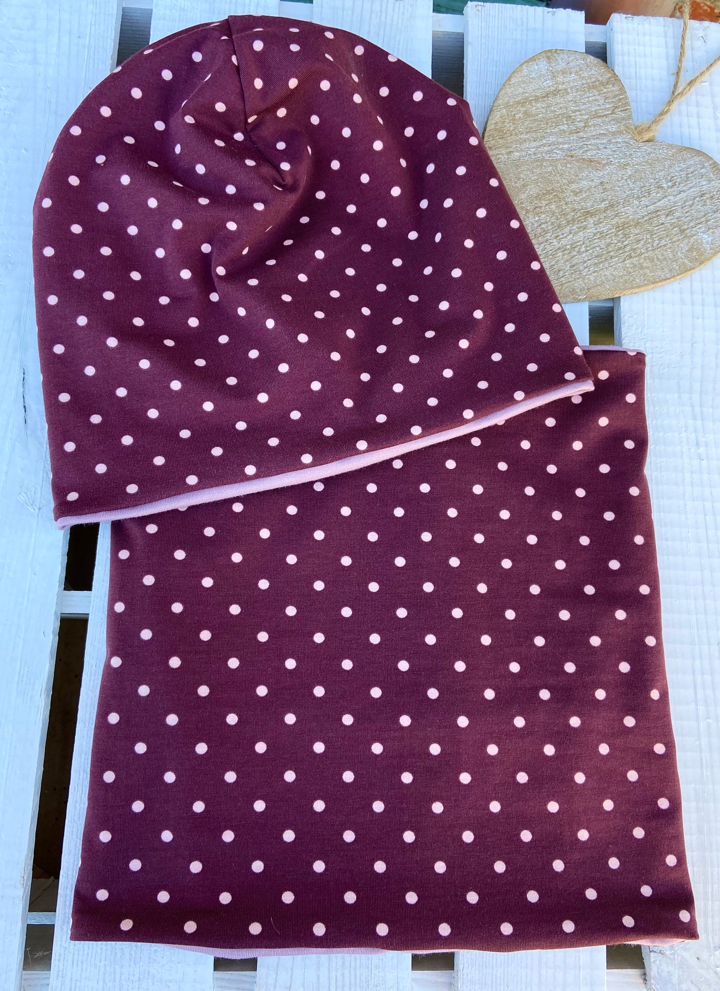 Beanie Set " Pünktchen " Mädchen Mütze Punkte gefüttert Übergang Beanie  Winter Herbst