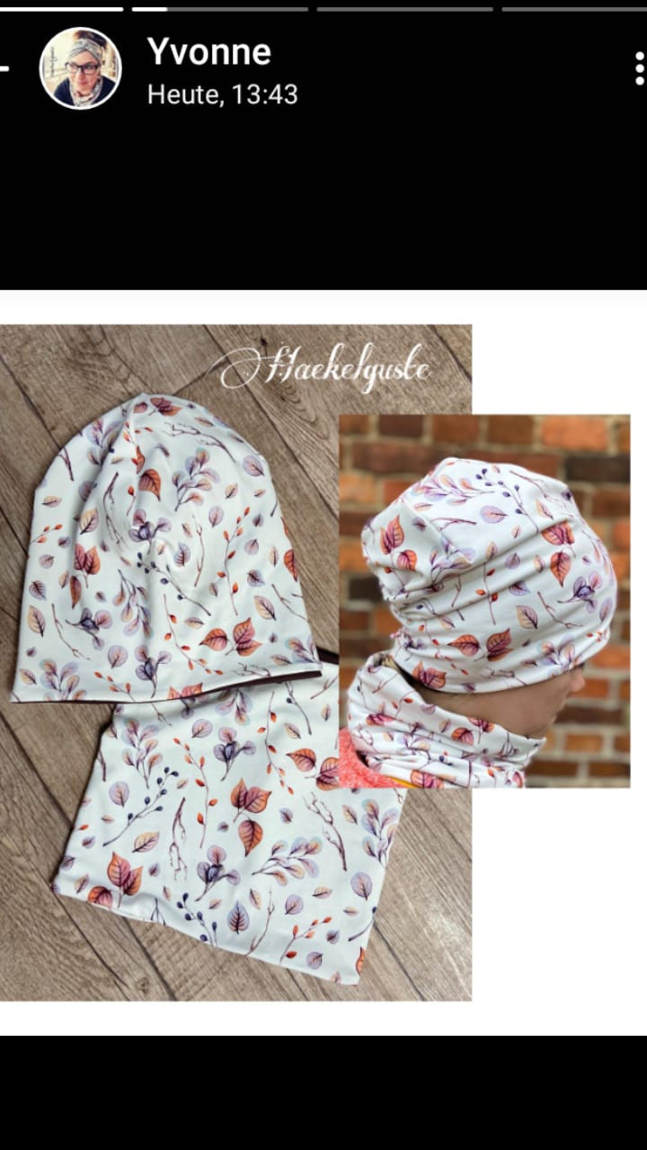 Beanie Blätter & Loop im Set Mädchen Herbst Übergang Doppellagig