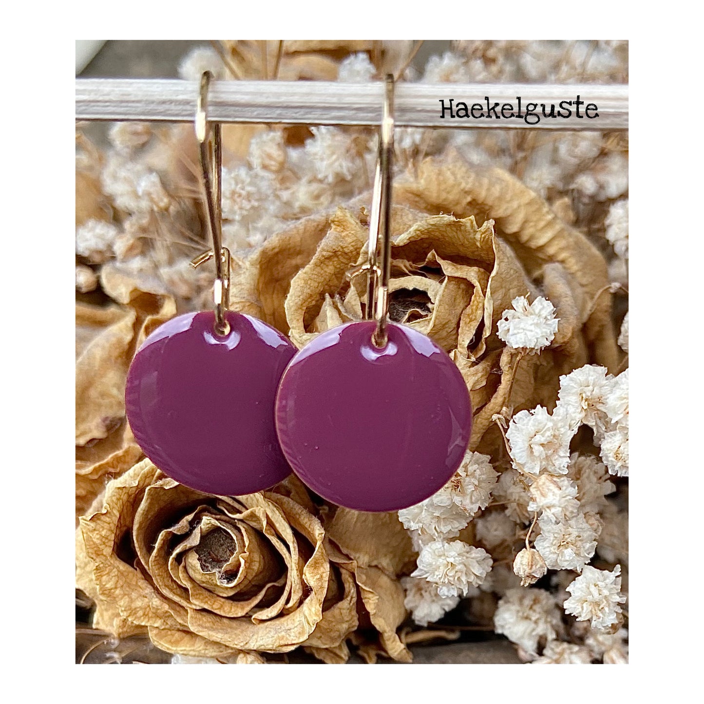 Emaille Ohrhänger Plättchen lila violett 16 mm Ohrringe