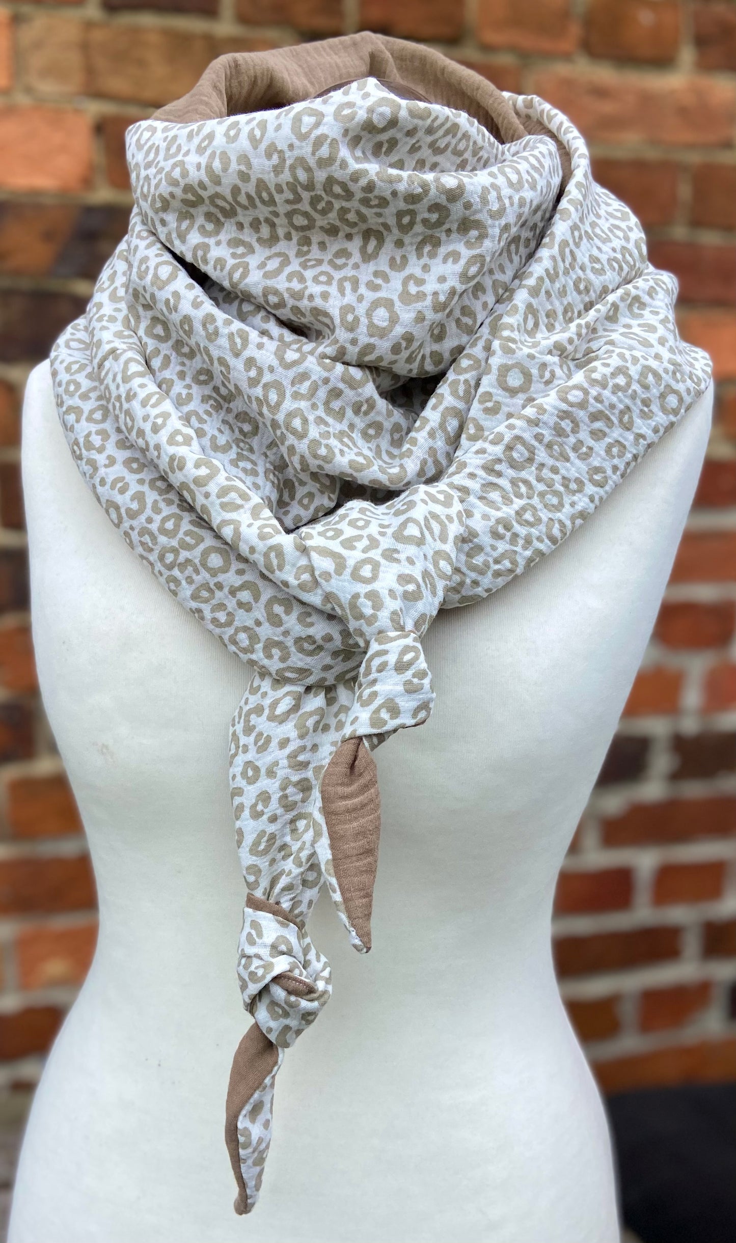 XXL Musselin Wende - Dreieckstuch Musselin leopardenprint großes Tuch Damen Musselintuch Geschenk Geburtstag Mama