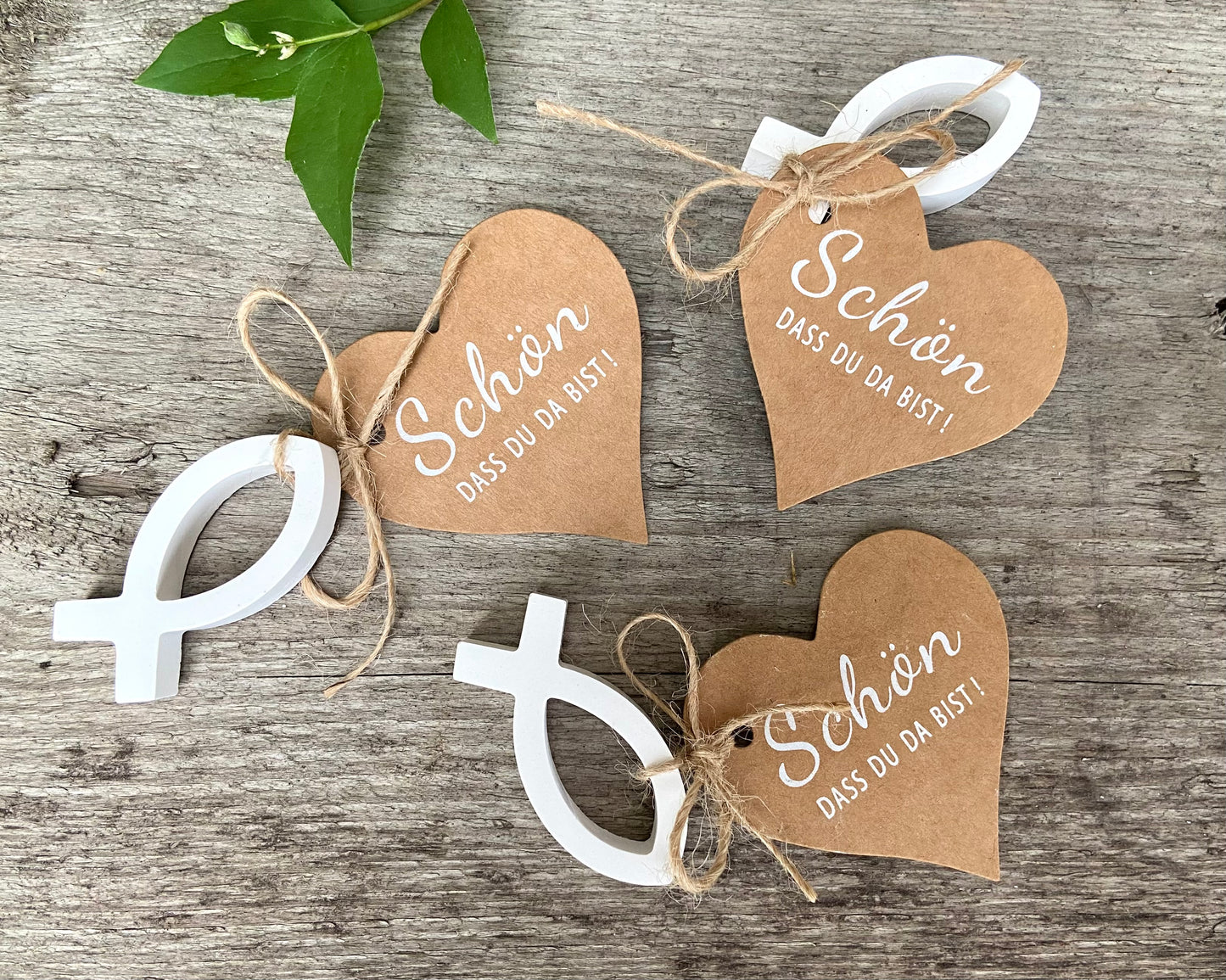 Platzkarten, Tischdeko, Tischkarten, Deko Landhaus, Shabby Hochzeit Taufe Konfirmation Schön das du da bist
