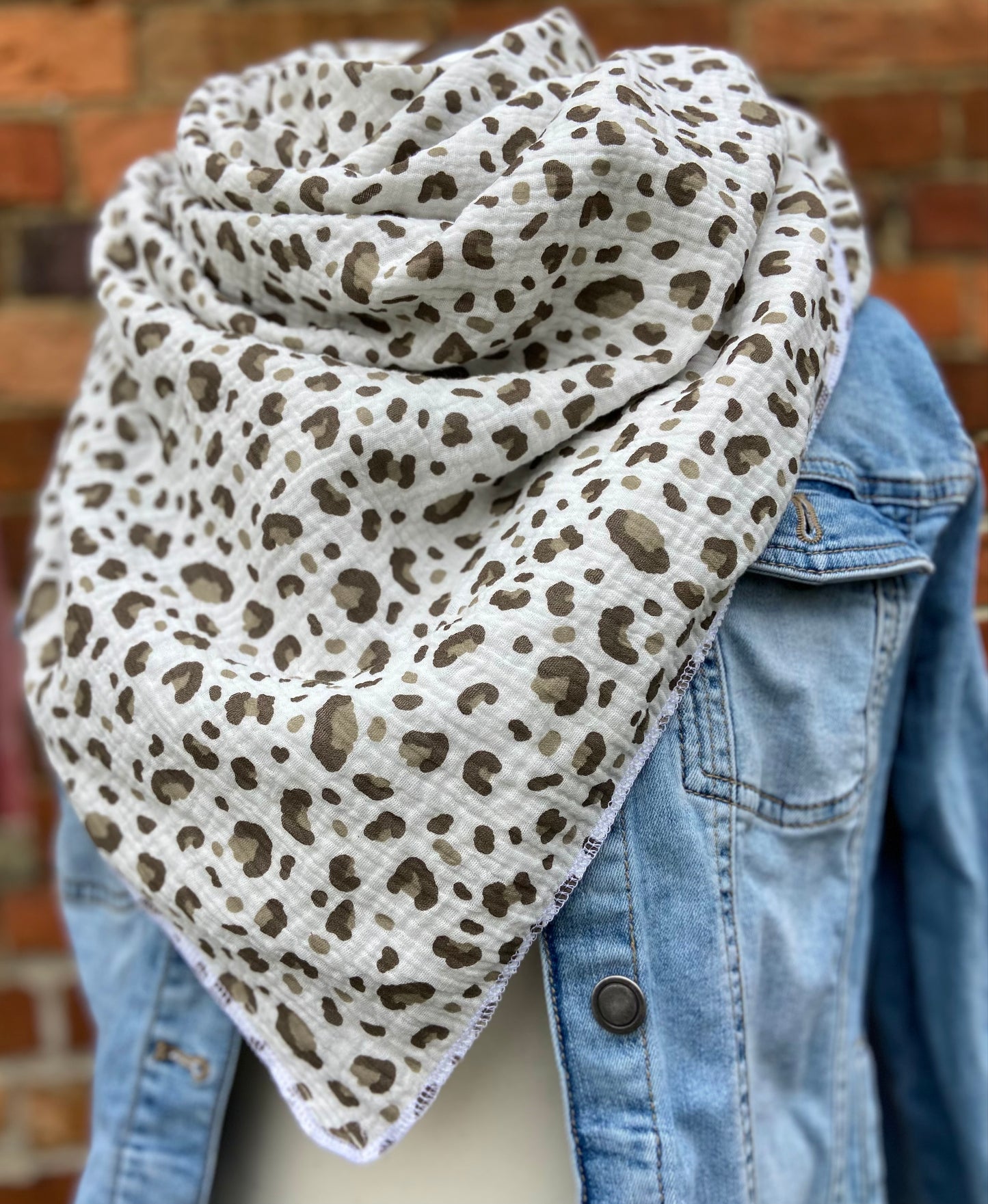 XXL Musselintuch Dreieckstuch Musselin leopardenprint großes Tuch Damen Geschenk Geburtstag Mama