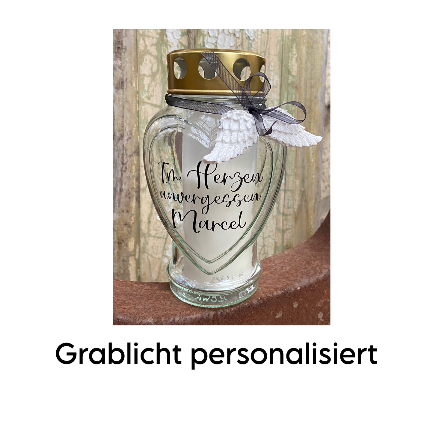 Grablicht / Trauerlicht / Grabschmuck / Beisetzung / Personalisiert / Trostlicht / Erinnerungslicht / Grablaterne / Grableuchte mit Name