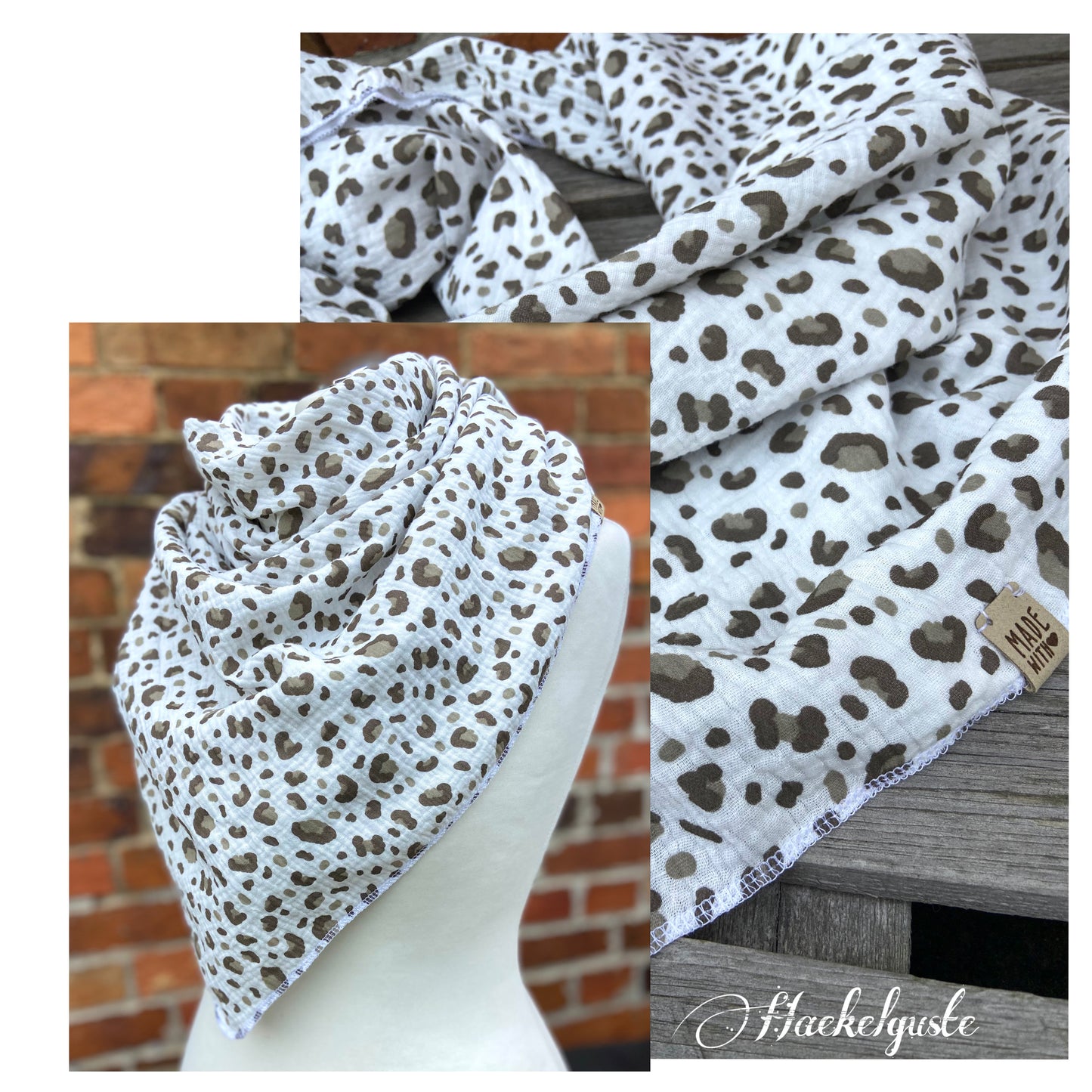 XXL Musselintuch Dreieckstuch Musselin leopardenprint großes Tuch Damen Geschenk Geburtstag Mama
