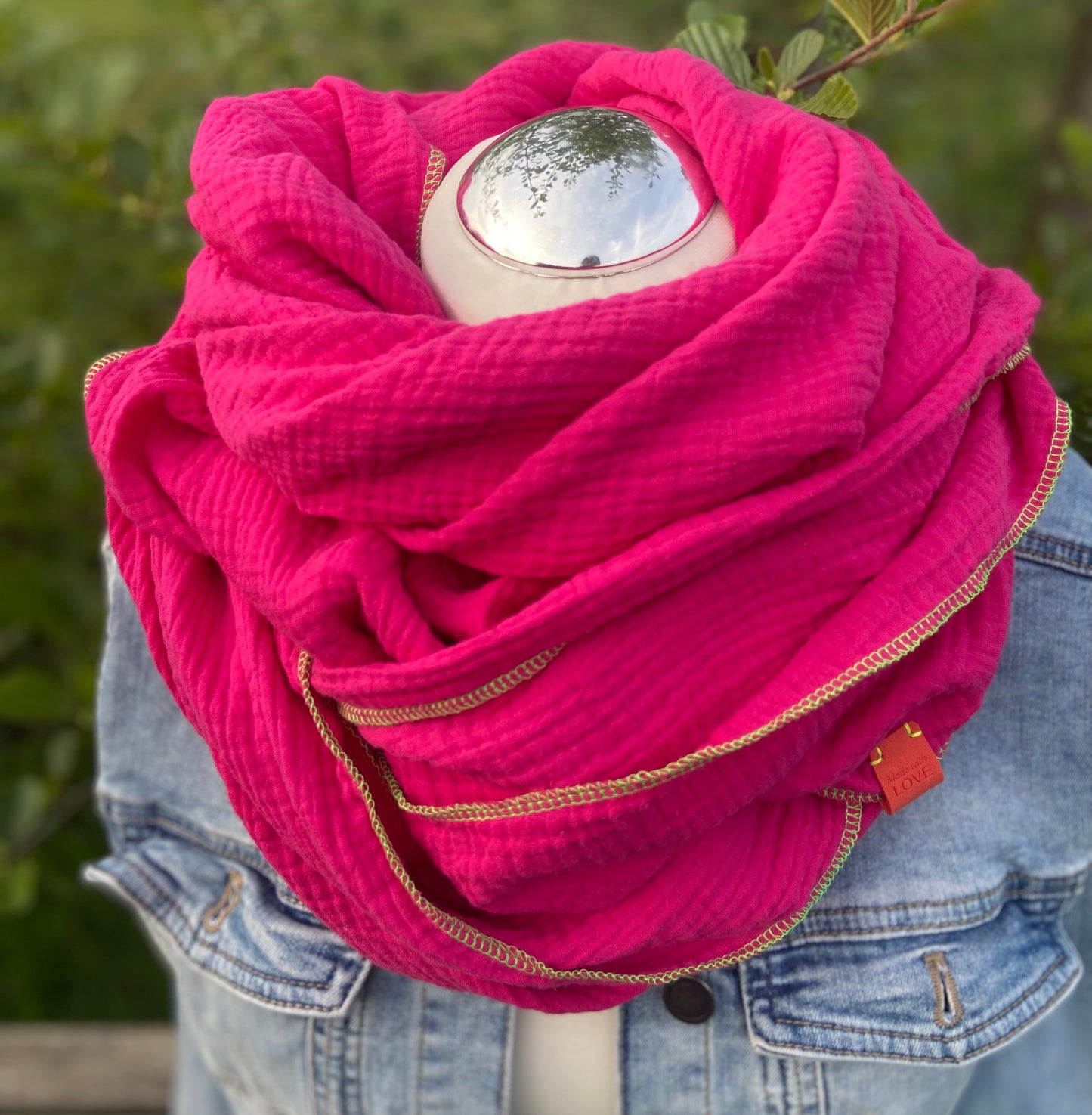 Musselintuch,  großes Dreieckstuch, Damen Schal, neon Pink, Pfefferminz, grün, Musselintücher, Cupple
