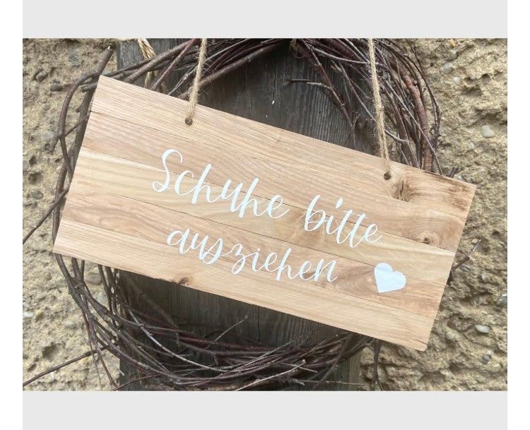 Türschild Schuhe ausziehen Haus Geschenk Hauseinweihung Freundin Türschild Holzschild Eingang  neues Heim Zuhause Hochzeit
