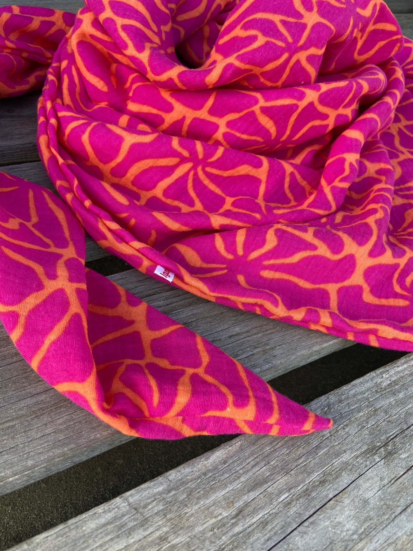 XXl Musselintuch großes Dreieckstuch, Damen Schal, orange , pink , neon, Musselintücher, Stilltuch , Strandlaken