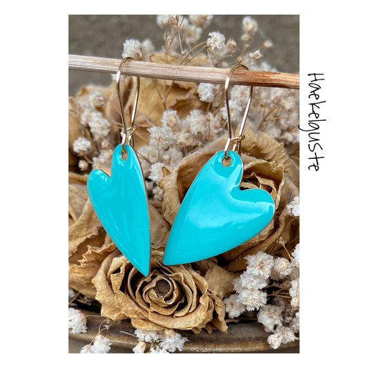 von Herzen Emaille Ohrhänger Plättchen Ohrringe