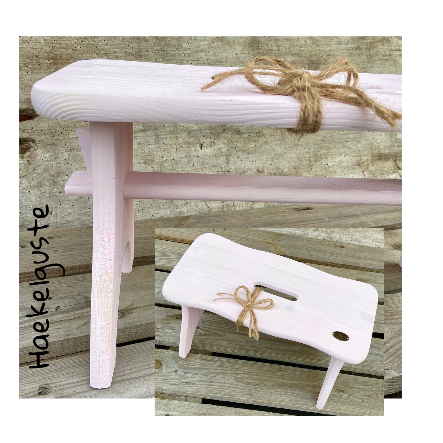 5 Farben Shabby Landhaus Fußbank Schemel Hocker grün weiß grau rosa antik rustikal Landhausküche Kinderzimmer Scandi Möbel kleine Bank