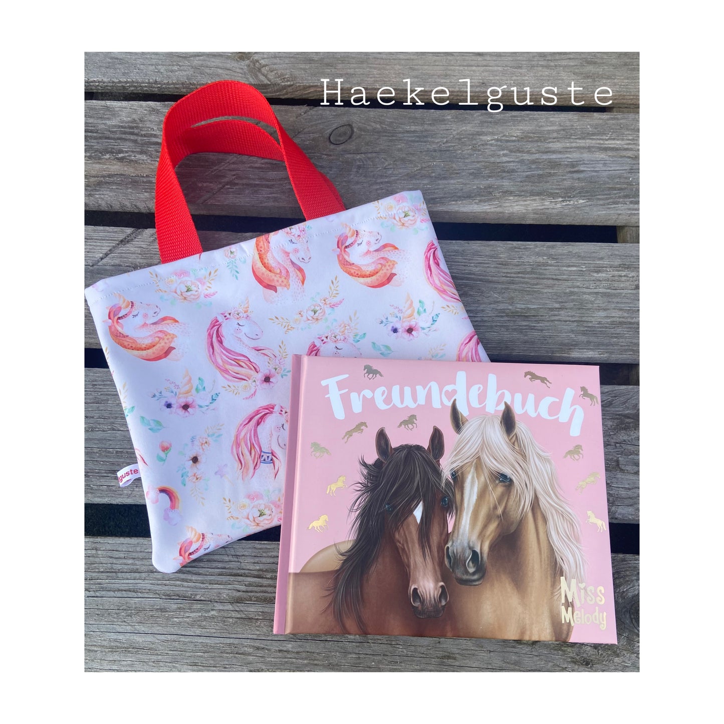 Freundebuch Einhorn Set Tasche , Geschenk Mädchen, Buch Erinnerungen , Kita Freunde , Kindergartenalbum