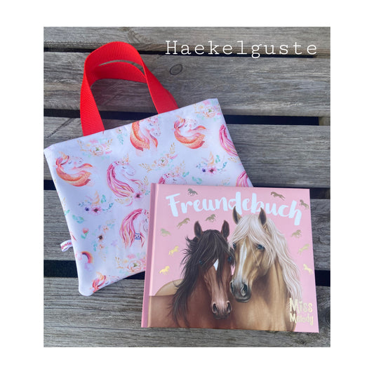 Freundebuch Einhorn Set Tasche , Geschenk Mädchen, Buch Erinnerungen , Kita Freunde , Kindergartenalbum