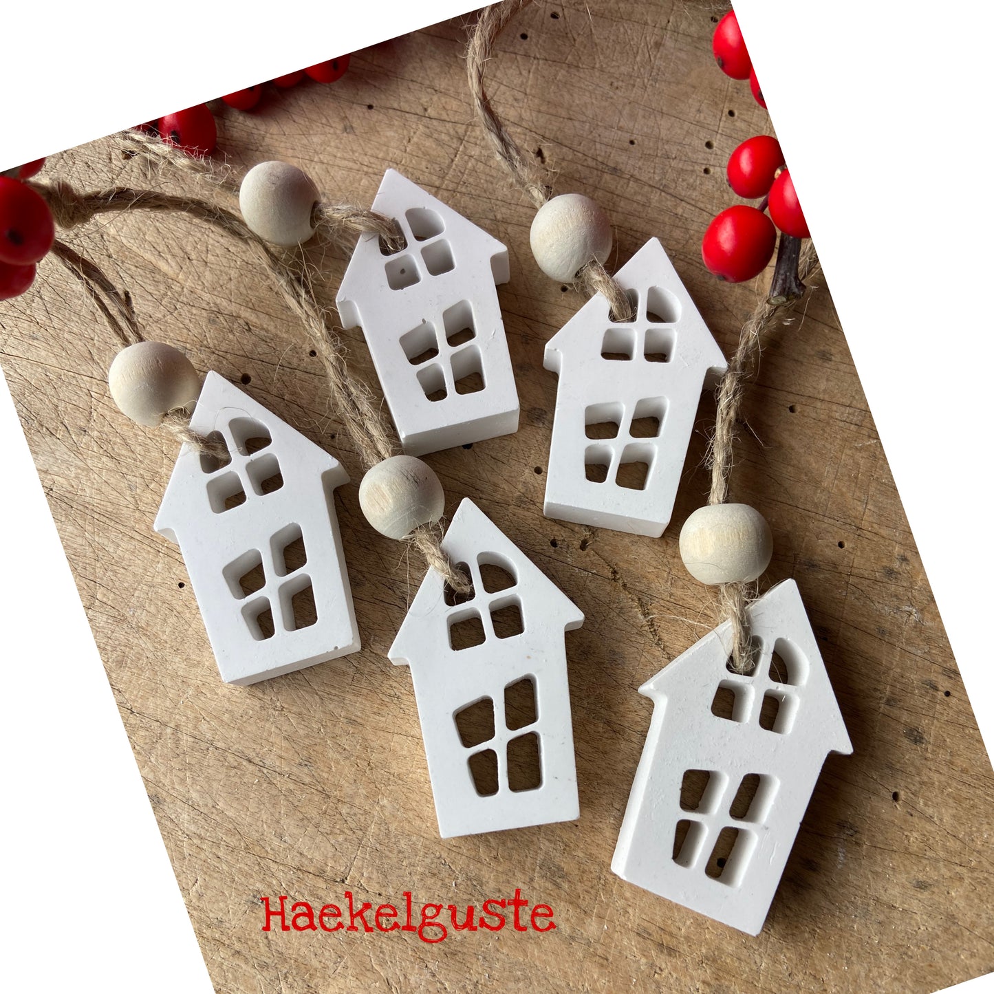 Häuser Anhänger Christbaumschmuck Adventdeko zum Hängen, Lichterhäuser Raysin Kugeln Geschenkanhänger Weihnachten Weihnachtsbaum Scandi