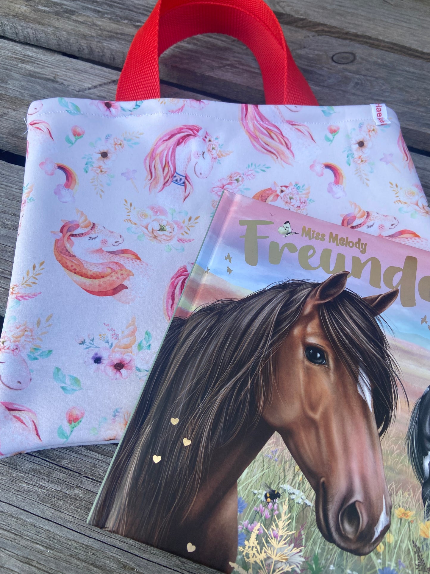Freundebuch Einhorn Set Tasche , Geschenk Mädchen, Buch Erinnerungen , Kita Freunde , Kindergartenalbum