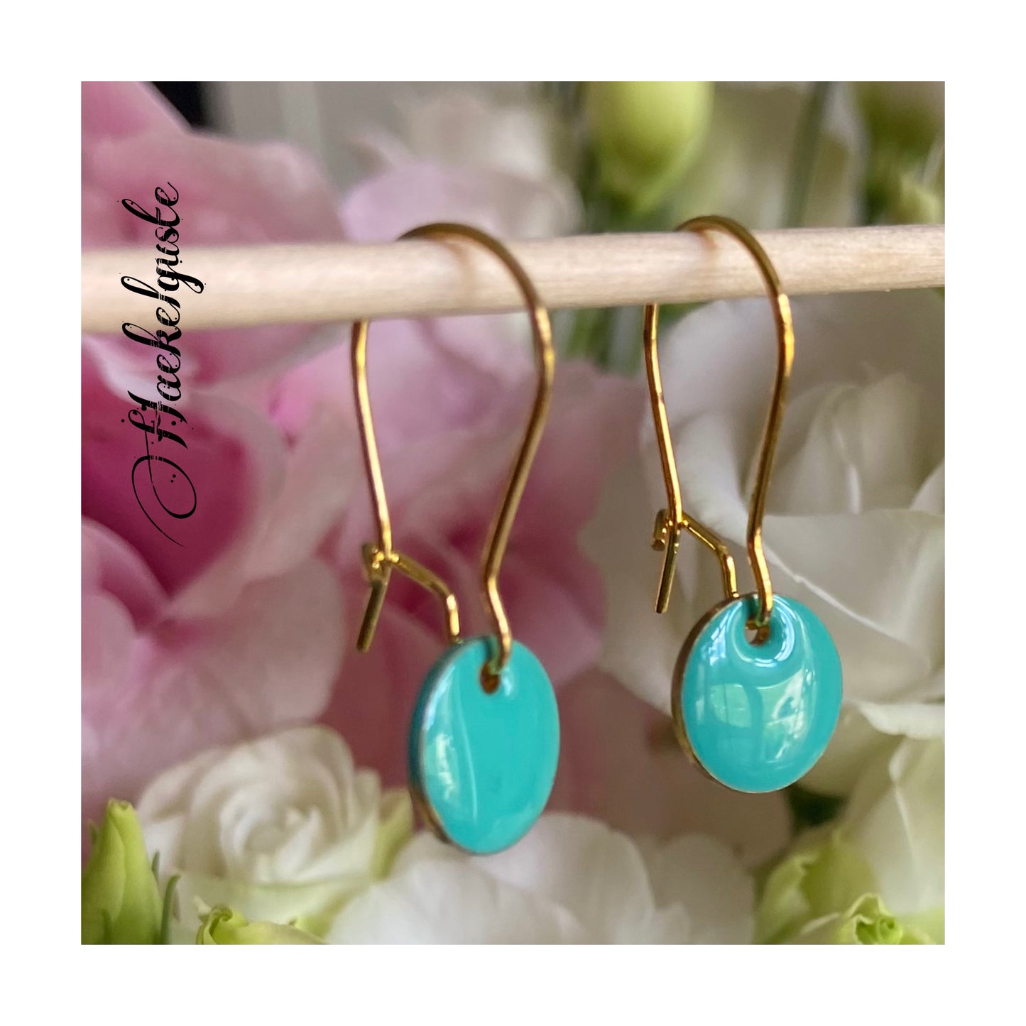 Emaille Ohrhänger Plättchen Ohrringe türkis Ohrschmuck