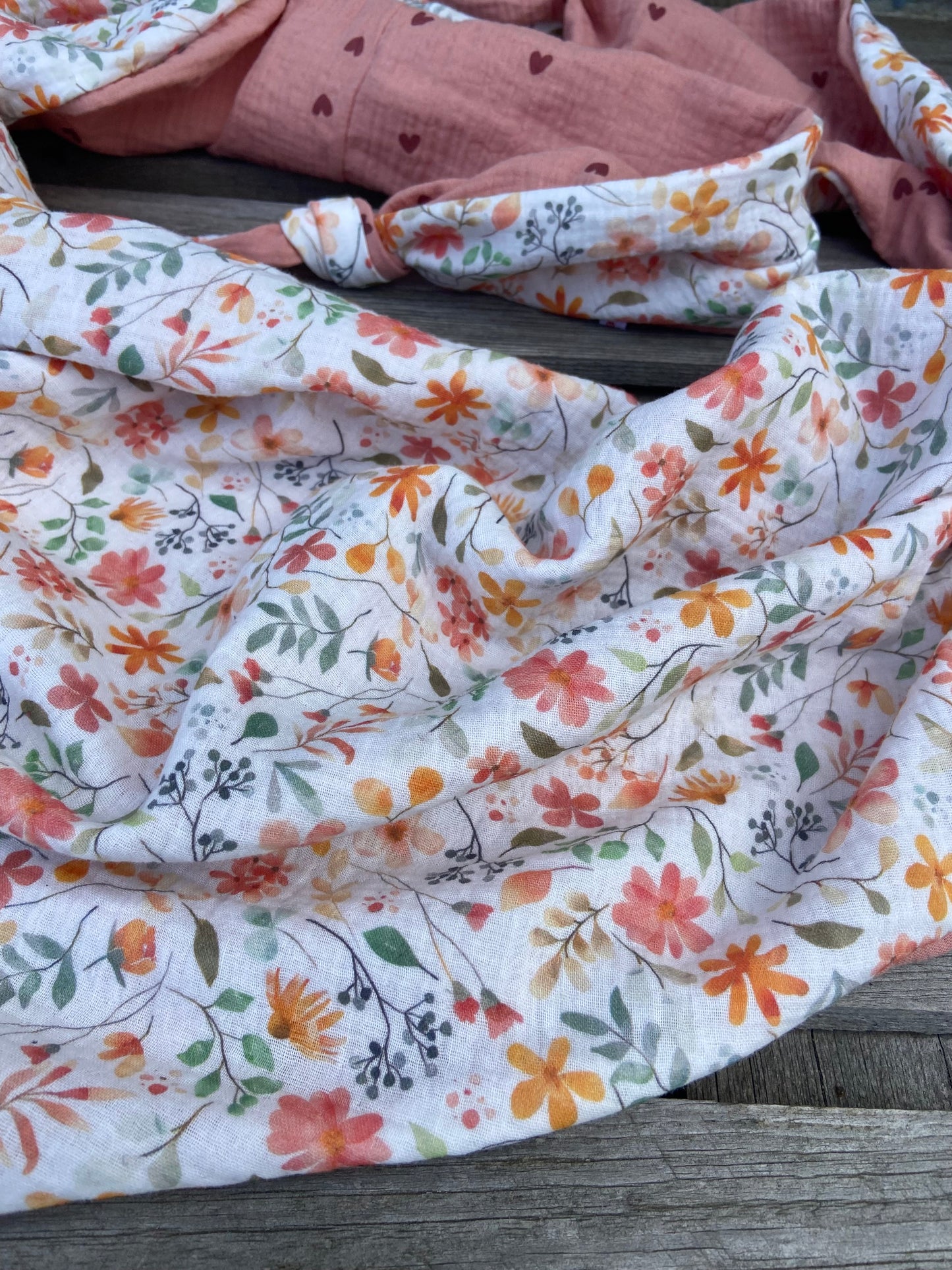 XXL Musselin Wende - Dreieckstuch Musselin Blümchen großes Tuch Damen Musselintuch Geschenk Geburtstag Mama