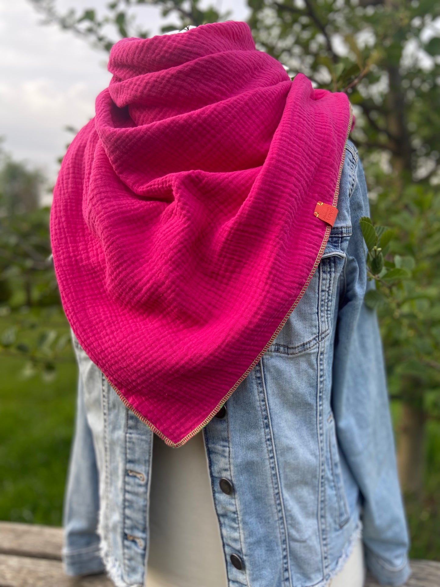 Musselintuch,  großes Dreieckstuch, Damen Schal, neon Pink, Pfefferminz, grün, Musselintücher, Cupple