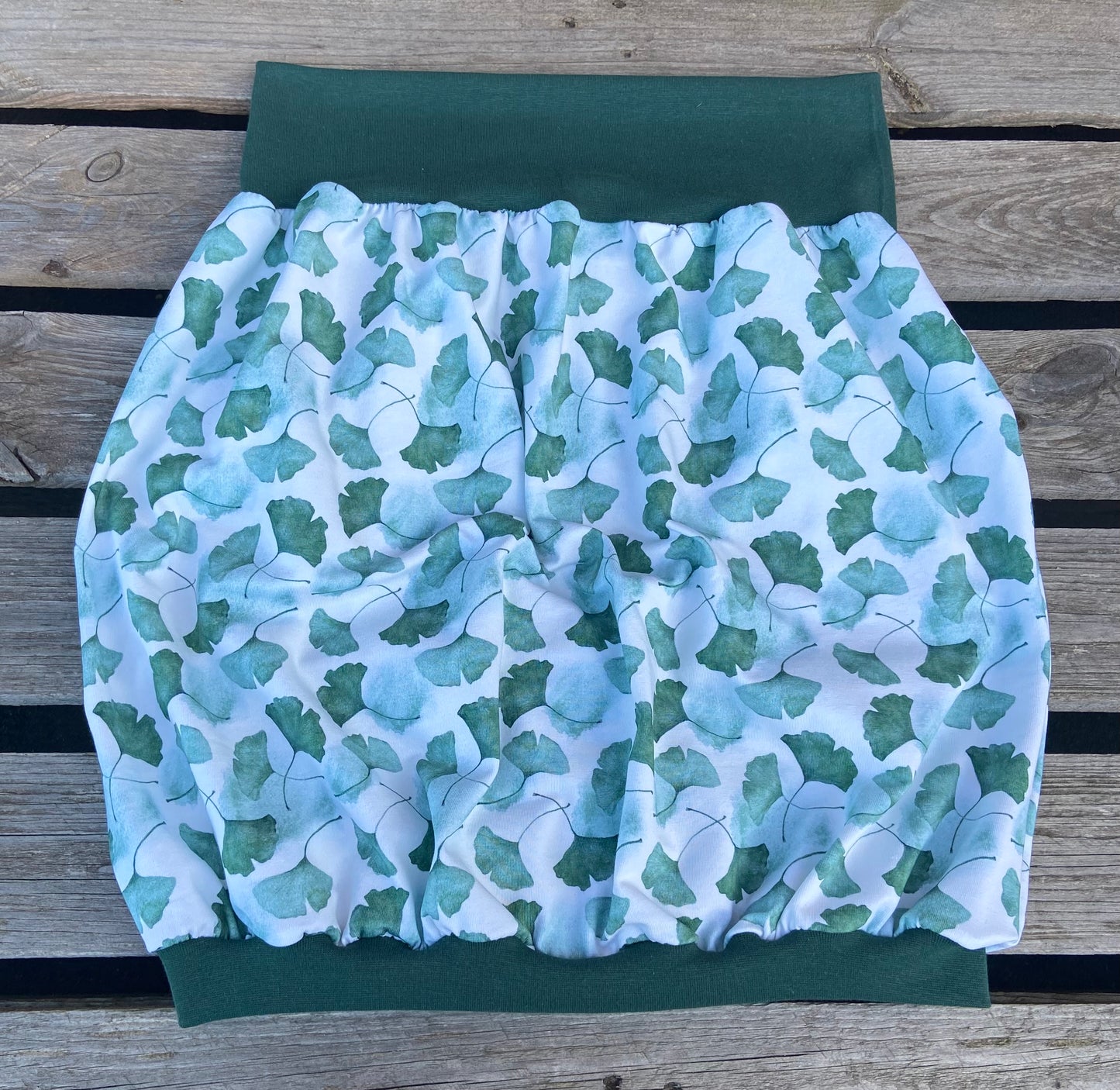 Ballonrock Ginkgo Muster / Jersey Rock Damen / Blätter Blatt / Hüftrock / Sommerrock / grün & weiß / Rock mit Taschen (Kopie)