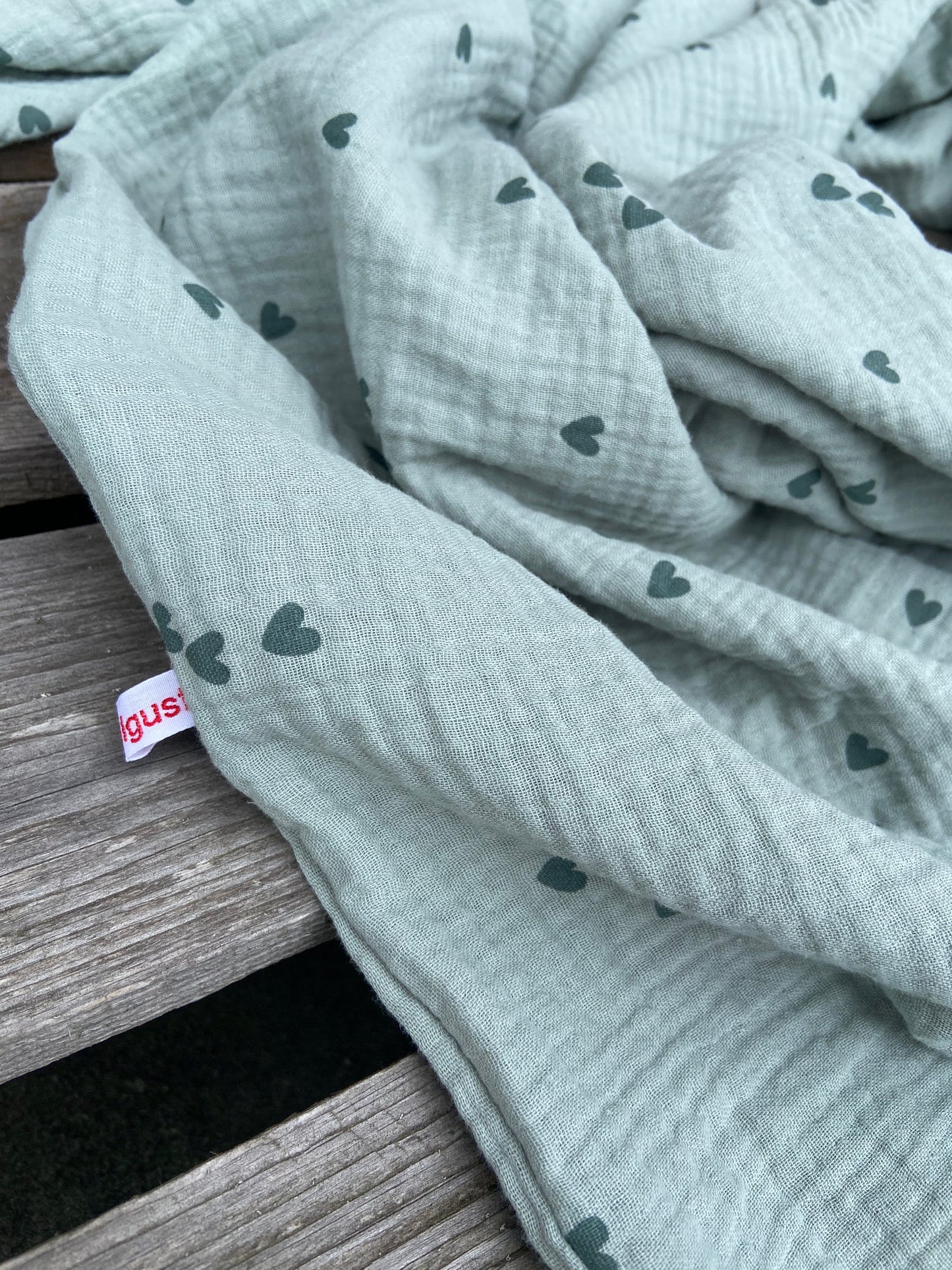 XXl Musselintuch großes Dreieckstuch, Damen Schal, mint, altgrün , Herzen , Musselintücher, Stilltuch , Strandlaken , minze , Altminze