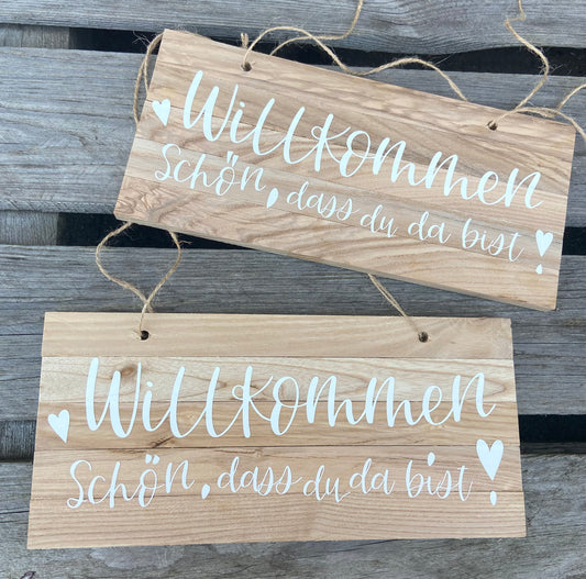 Türschild , Willkommen, Haus,  Geschenk Hauseinweihung Freundin Türschild Holzschild Eingang  neues Heim Zuhause Hochzeit
